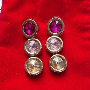 Gold-Tone Multi-Stone Drop Earrings - Pink, Fuchsia & Champagne